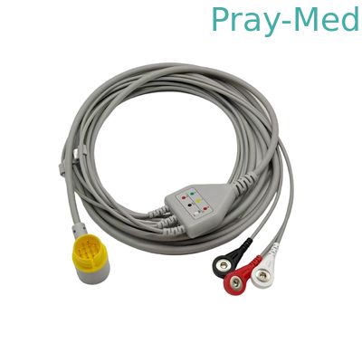 ซื้อ สาย ECG Lifegain CU-HD1 12Pin แบบชิ้นเดียว 3 Leads AHA Snap การผลิตออนไลน์