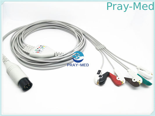 ซื้อ Round 6 Pin Welch Allyn 5 Lead Zoll Ecg Cable 3.6m Grey White การผลิตออนไลน์