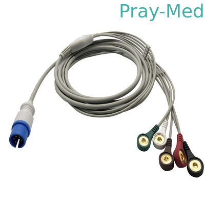 ซื้อ 5 นำไปสู่ ​​6pin MEK Physio Control Ecg Cable พร้อม Pinch Snap End การผลิตออนไลน์