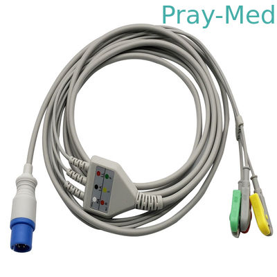 ซื้อ 3.6m 3 Lead 6pin เชื่อมต่อโดยตรง Ecg Cable และ leadwire สำหรับ Snap / Clip การผลิตออนไลน์