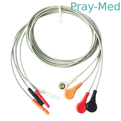 ซื้อ TPU Jacket Spacelabs สาย ECG Holter 4 นำไปสู่ ​​Din1.5 Snap Grey Color การผลิตออนไลน์