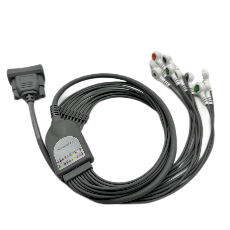 10 Lead ECG Holter Cable Snap Connector ใช้งานได้กับ Beijing Meigaoyi MGY-02