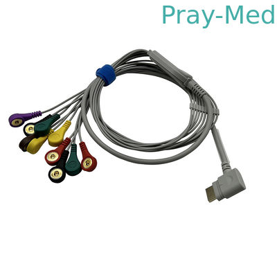 Rencare 10 Lead ECG Holter Cable สีเทาวัสดุ TPU Snap End 1.1m
