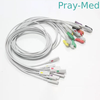 Kangmei 10 Leads ECG EKG สายเคเบิลขั้วต่อคลิปพินคู่ Proximal 1m