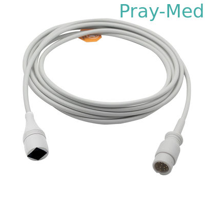 Comen IBP Invasive Blood Pressure Cable 12 Pin Connector สีเทา 3m TPU Jacket