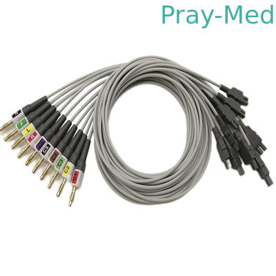 GE CAM 14 EKG ECG Lead Wire TPU 0.9M 2016032-001 พร้อมอะแดปเตอร์กล้วย / แคลมป์