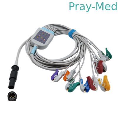 แจ็คเก็ต TPU สายเคเบิล Mortara EKG 12 พิน Hypertronix Connecto การเข้ารหัสสีตะกั่ว AHA / IEC