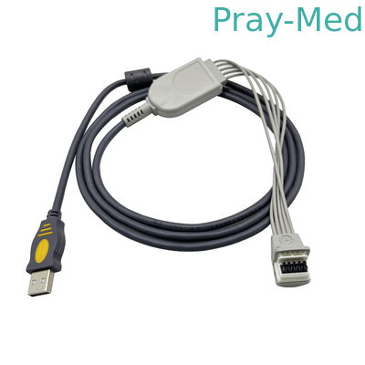 อินฟราเรด 3.0 ม. Holter ECG สาย USB อะแดปเตอร์สำหรับ Mortara H3 Mortara 10 ขา 145 ซม.