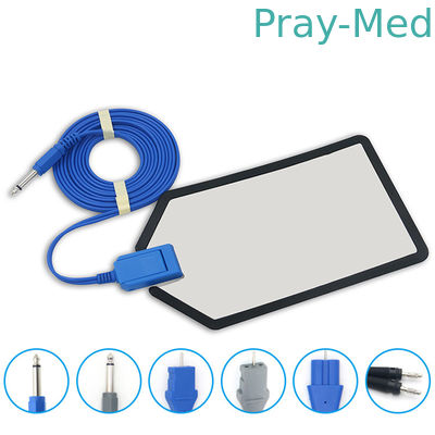 Diathermy Reusable ESU Grounding Pad อิเล็กทรอนด์กลับลบที่มีสาย