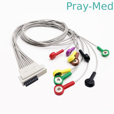 10 Lead Cardioline ECG Leadwire 0.9m ขั้วต่อกล้วย 16 พิน AHA / IEC