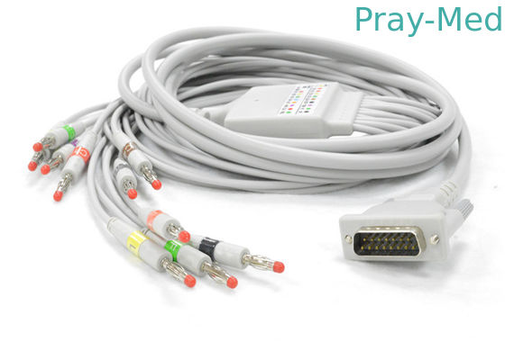 Schiller AT1 / 2 สาย EKG พร้อมขั้วต่อ DB ขนาด 15 พินขนาด 5.0mm Dia