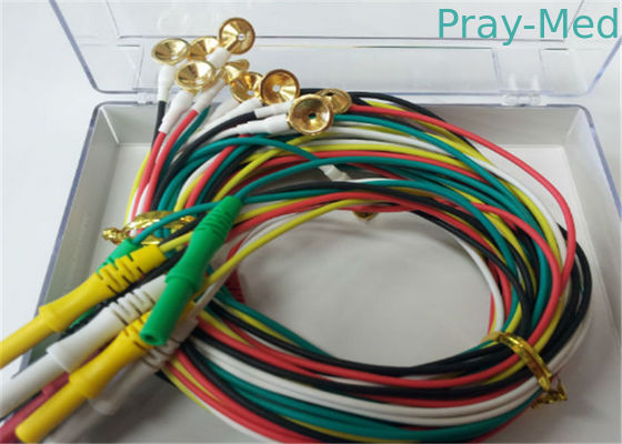 สาย TPU EEG ยาว 1.5 เมตรพร้อมขั้วต่อทองแดงขั้วไฟฟ้าทองแดง 2.0 มม