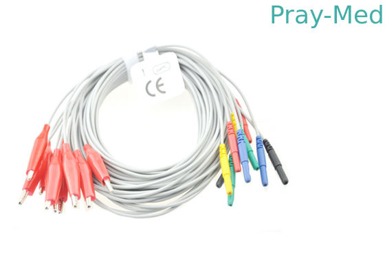 สายไฟ Eeg ของ TPU, ขั้วไฟฟ้าเส้นผ่าศูนย์กลาง Din 1.5 ที่ใช้ในความยาว Eeg 1.2m