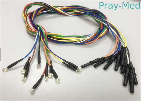 สาย EEG สำหรับการแพทย์เดี่ยวทองคำแท่งเงิน 10 มม. EEG Disc Electrode Cap