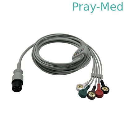 สาย ECG ที่เข้ากันได้ Edan Contec Mindray Carewell Mediana Universal Type 6pin วัสดุ TPU 3.6m