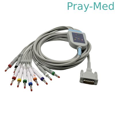 Schiller AT1 / 2 สาย EKG พร้อมขั้วต่อ DB ขนาด 15 พินขนาด 5.0mm Dia