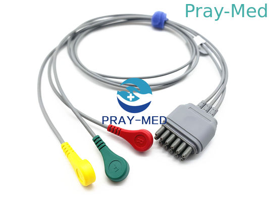 102 ซม. Edan 3 นำสายเคเบิล Ecg Holter สำหรับเครื่องส่งสัญญาณ Telemetry IT20 / IT20ES