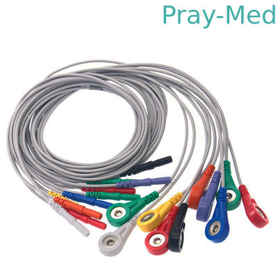 Din 1.5 Holter Record 10 นำไปสู่สายเคเบิลผู้ป่วย TPU สำหรับเครื่อง Ecg