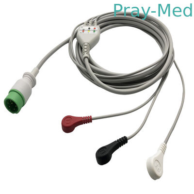 Zoncare Hwatime 3.6m TPU 6pin Ecg สายเคเบิลและสายตะกั่วสำหรับ Snap / Clip