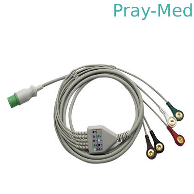 Class II MEK Direct Connect 3/5 นำสายเคเบิล Ecg 6 พิน TPU Jacket Snap