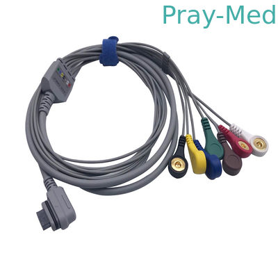 GE 7 Lead ECG Patient Cable 1.1m 16pin พร้อม Snap AHA หรือ IEC TPU Jacket