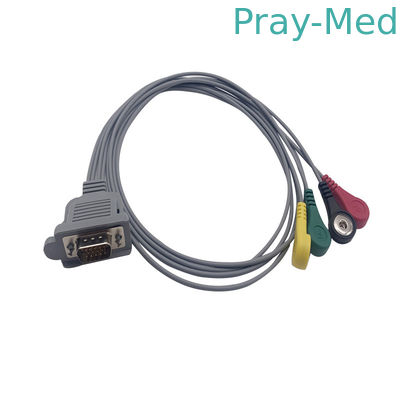 DMS 4 นำสายเคเบิลสำหรับผู้ป่วย ECG 0.9m Holter Cable Snap Clip Banana Connector