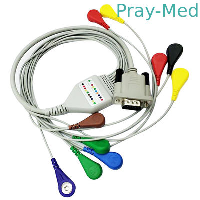 Shidaishuma 15 Pin ความยาว 0.9m Holter ECG Cable 10 Leads พร้อม Snap