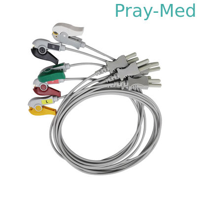 Spacelabs 5 Lead ECG Leadwire Snap/Clip TPU Jacket สีเทา 0.9m 700-0007-08 700-0006-08