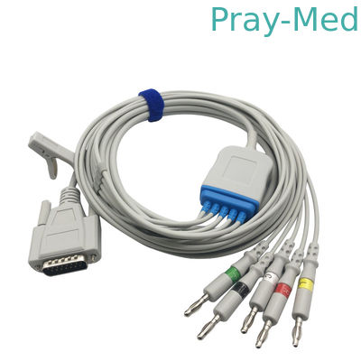 สายเคเบิล ECG สำหรับเด็ก Mindray สำหรับผู้ใหญ่ 5 นำไปสู่ ​​15 พินพร้อม Banana pinnd