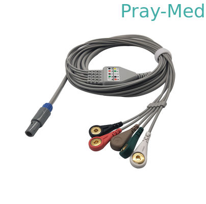 ขั้วต่อ Din AHA 3/5 นำไปสู่สายเคเบิล Biosys Ecg 6-pin Connector IEC/AHA