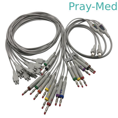 Edan 18 นำสายเคเบิล ecg ekg สำหรับ SE-18 SE-1515 Twin Pin ความยาว TPU
