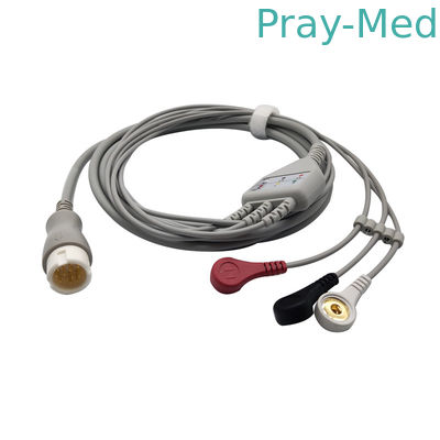 สายเคเบิลผู้ป่วยตะกั่ว HP / HP 3 สำหรับเครื่อง Ecg 12 Pin Connector 3.6m TPU