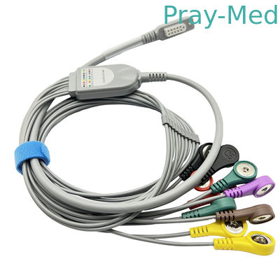สายเคเบิล ECG ของ Jincomed 10 Lead Holter สีเทา 11pin Snap End 0.9m