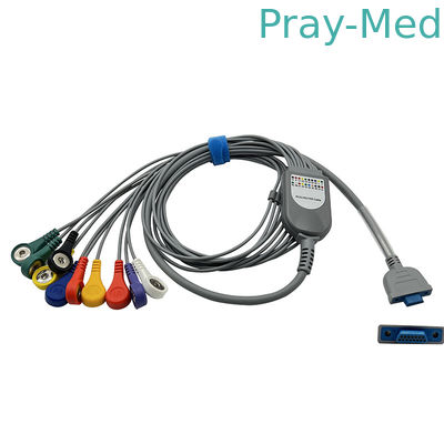 Pengyang 10 Lead Holter ECG Cable 15pin Snap สำหรับผู้ใหญ่ / เด็ก