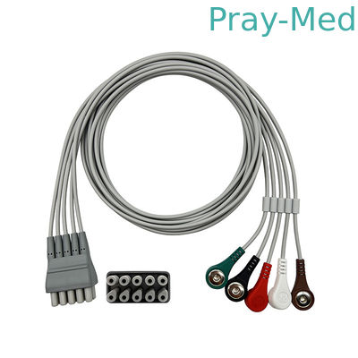 Welch Allyn ECG Lead Set 5 สาย Snap Grey ตัวเชื่อมต่อ TPU Twin Pin 9293-059-50