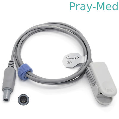 Edan ผู้ใหญ่ Spo2 Sensor 6pin Connector 60 องศา 3m TPU Jacket Cable